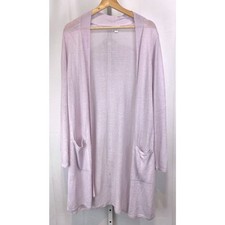 J. JILL Open Front Cardigan Sweater Tunic Duster Linen Blend Light Purple Size L