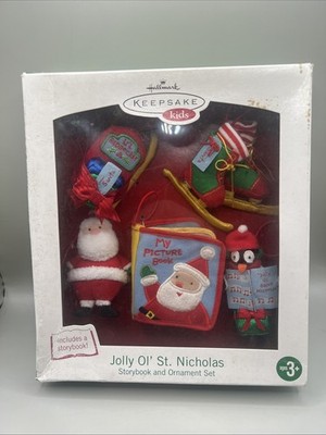 2004 Hallmark Keepsake Kids Jolly Ol St Nicholas Storybook And Ornaments Set