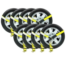 (8 Pack) 2"x10' Lasso Ratchet Strap Finger J Hook Wheel Net Auto Tow Towing T...