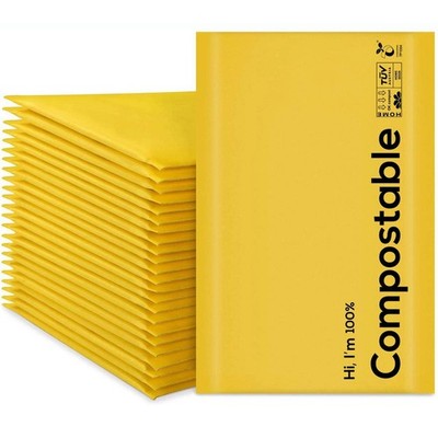 8.5x12 100% Biodegradable Bubble Mailers,25 Count #2 Compostable Padded Packa...