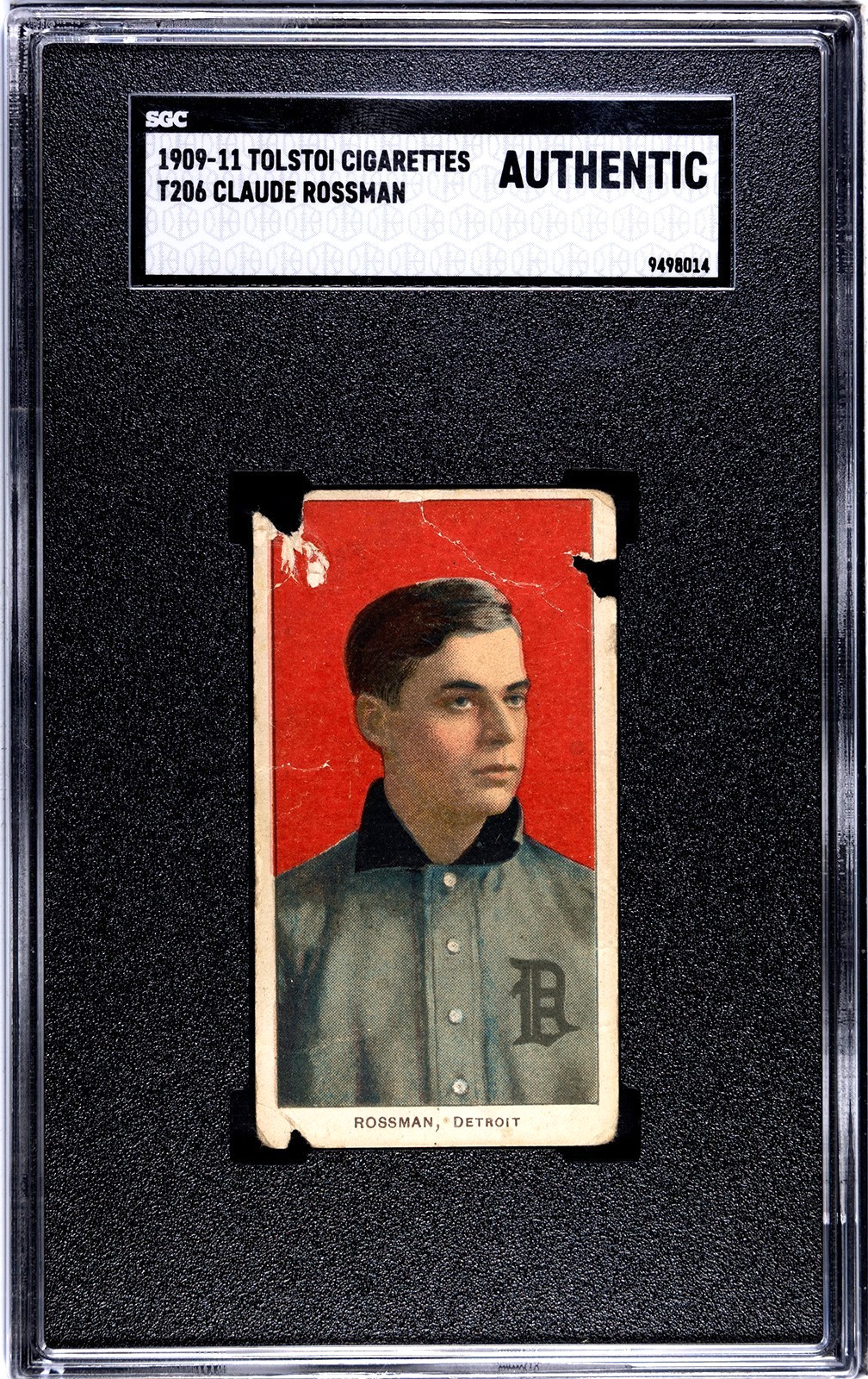 T206 Tolstoi: CLAUDE ROSSMAN Detroit Tigers  Nearly Impossible combo ~ SGC A