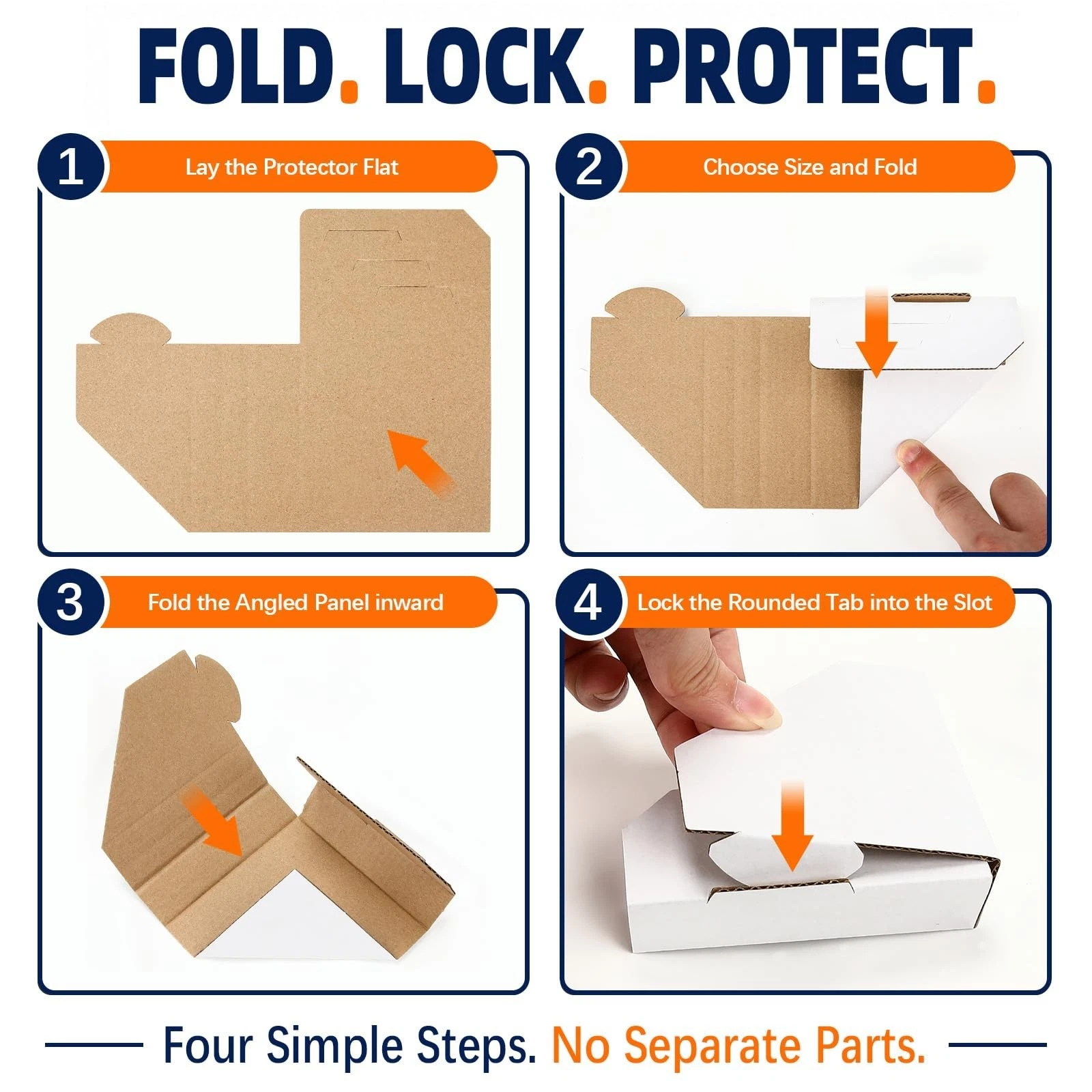 VelvetAura 80 Pack Adjustable Cardboard Corner Protectors for Shipping, Fits ... - product detail image 4