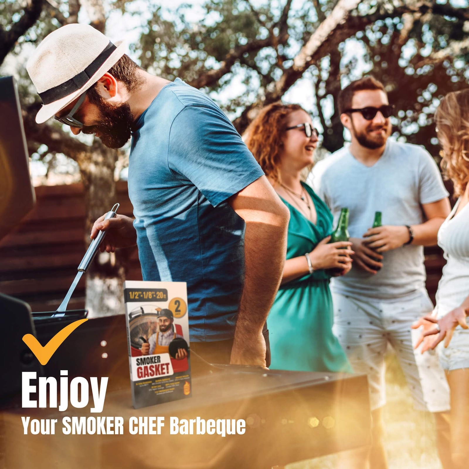 XXL 20 FT Grill Gasket for Smokers - Black 1/2’’ x 1/8’’