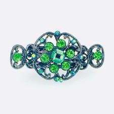 USA Vintage Hair Claw Clip Jaw Hairpin use Swarovski Crystal Elegant New Green