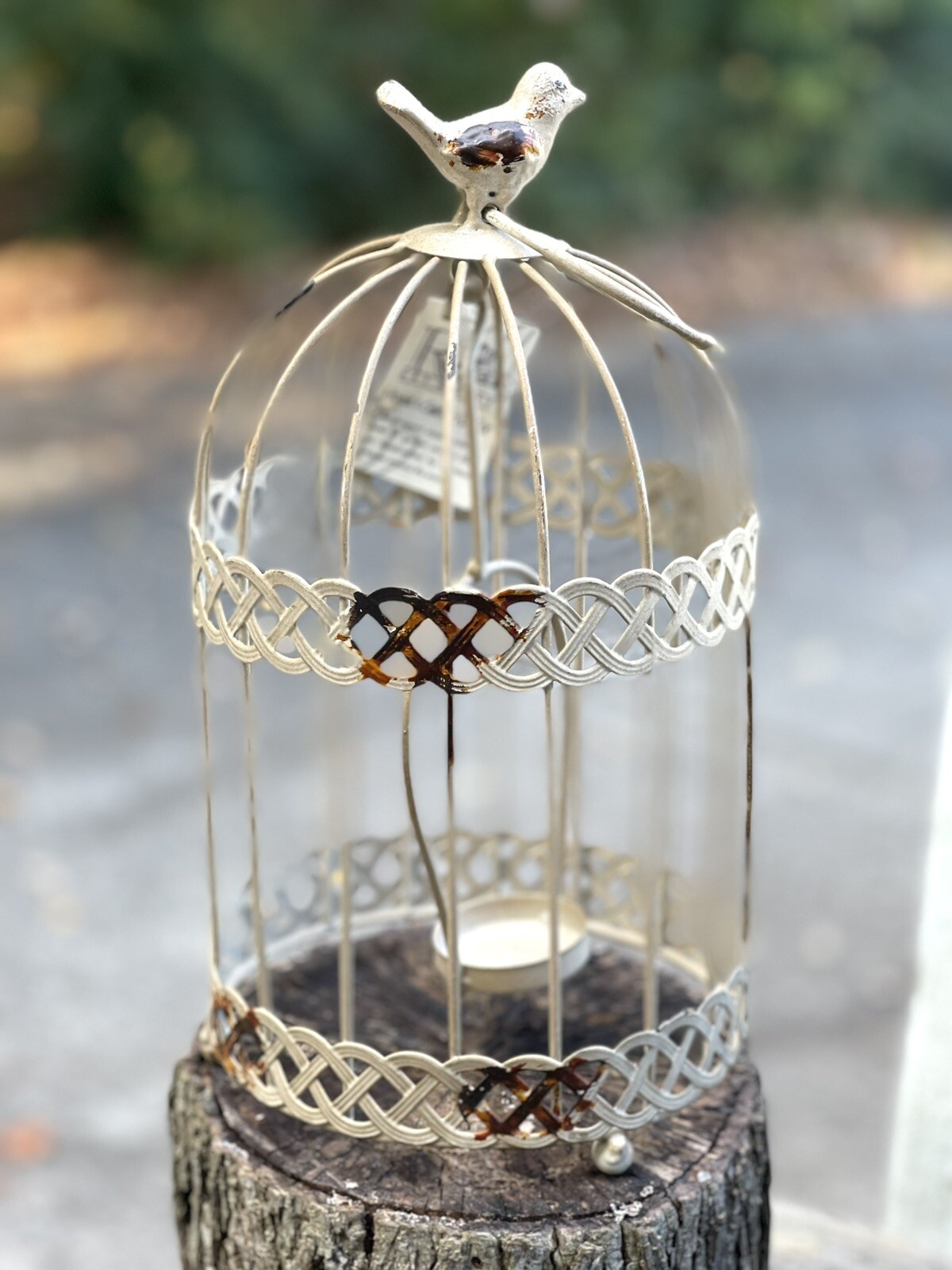 Decor Metal Candle Holder W/bird Hanging/table Top By Regal 