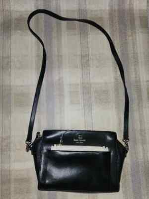 Kate Spade Beige Black Hadley Street Adelia LEATHER Crossbody Messenger Bag 