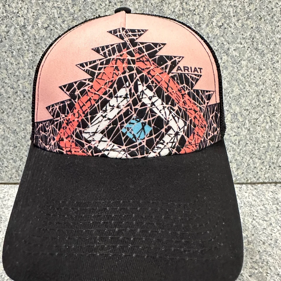 Ariat Azteca Rústico Alma Sombrero Adultos Rosa Malla Trasera Gorra Vaquero Occidental Rodeo Foto 3 de 4