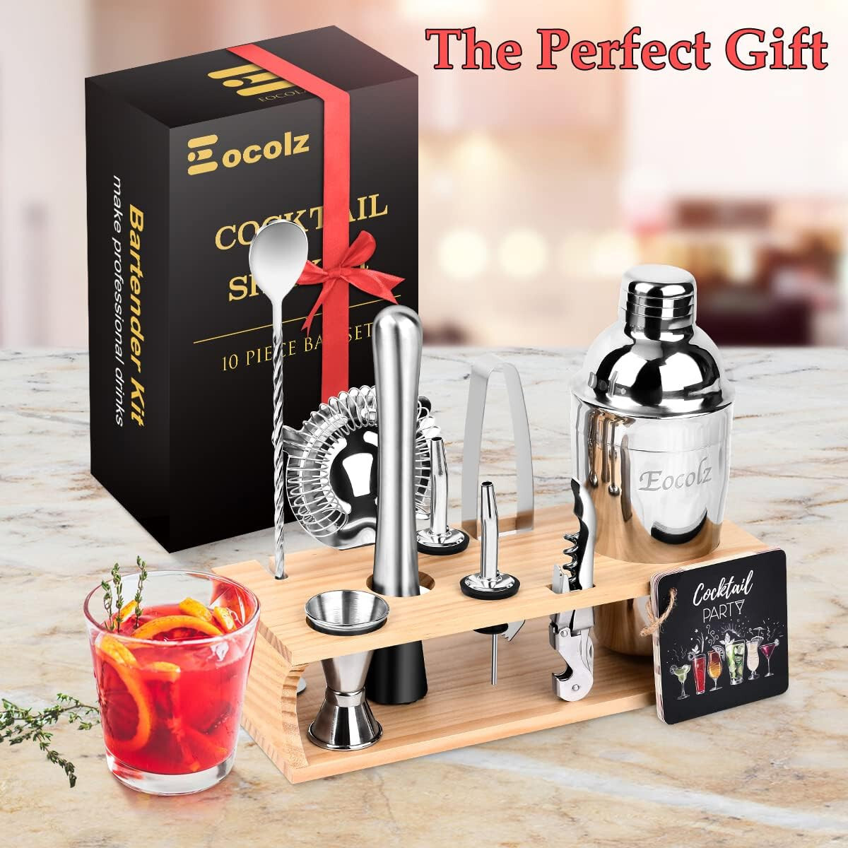 Eocolz 11-piece Bartender Cocktail Shaker Set- Stainless Steel