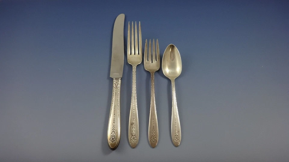 Juego de cubiertos Margaret Rose de National de plata esterlina servicio de cena 43 piezas Foto 3 de 4