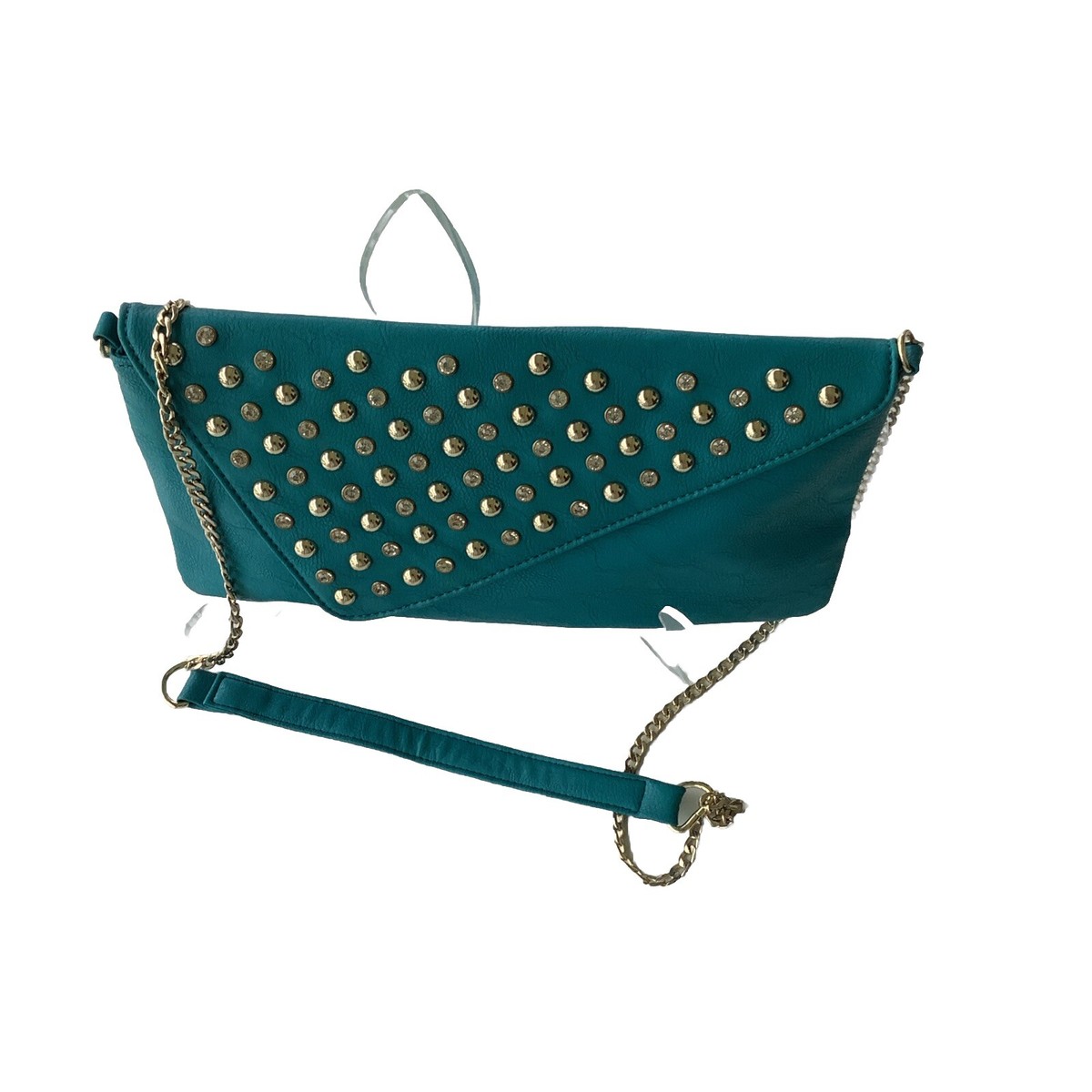 Charming Charlie Blue Faux Leather Studded Rhinestones Crossbody