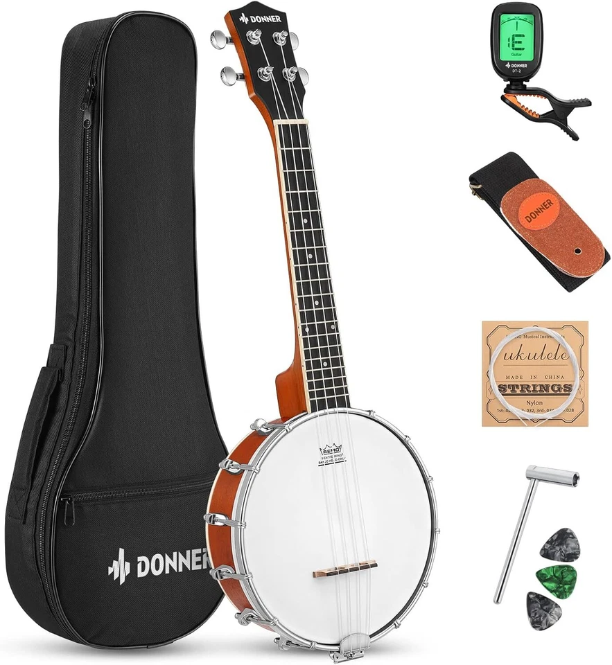 🪕Donner DBU-200 23" Banjolele 4 String Banjo Ukulele With Gig Bag & Accessories - Image 2 of 4