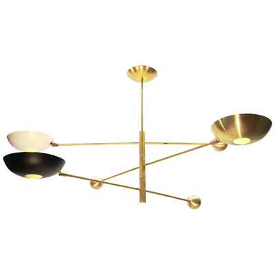 Orbitale Brass Chandelier 3 Rotating Balanced Arms,Stilnovo Style,Brass Fixture