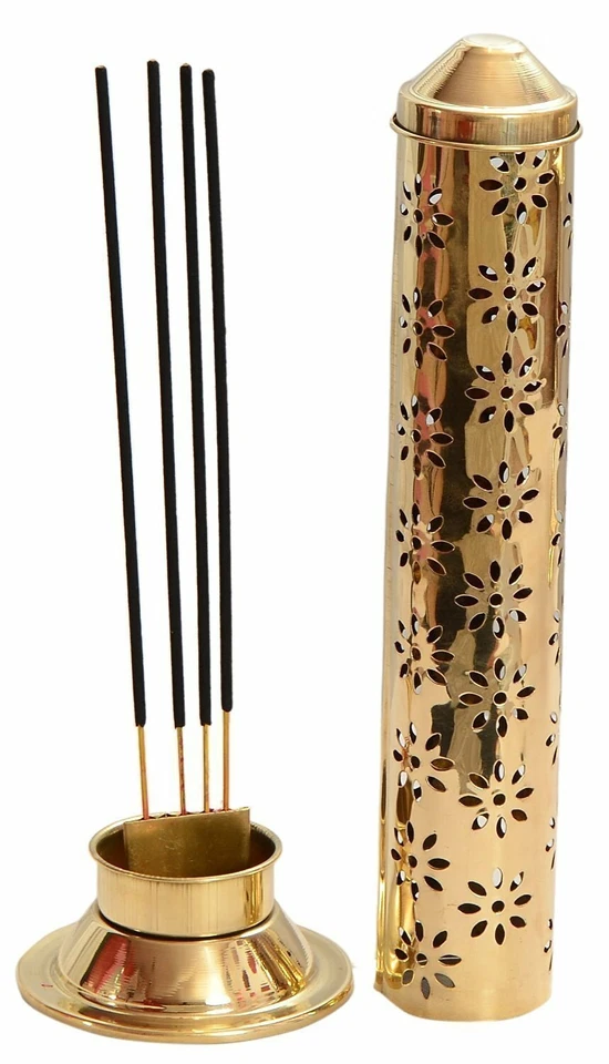 Brass Agarbatti Stand with Ash Catcher Beautiful Handmade Safety Incense Holder - Image 3 of 4
