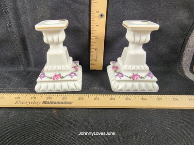 Vintage Westmoreland Handpainted Wedding Cake Candlestick Holders 