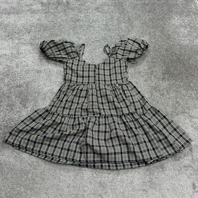 Aqua By Bloomingdale's Mini Dress Womens Small Black White Plaid Puff  Sleeve | eBay