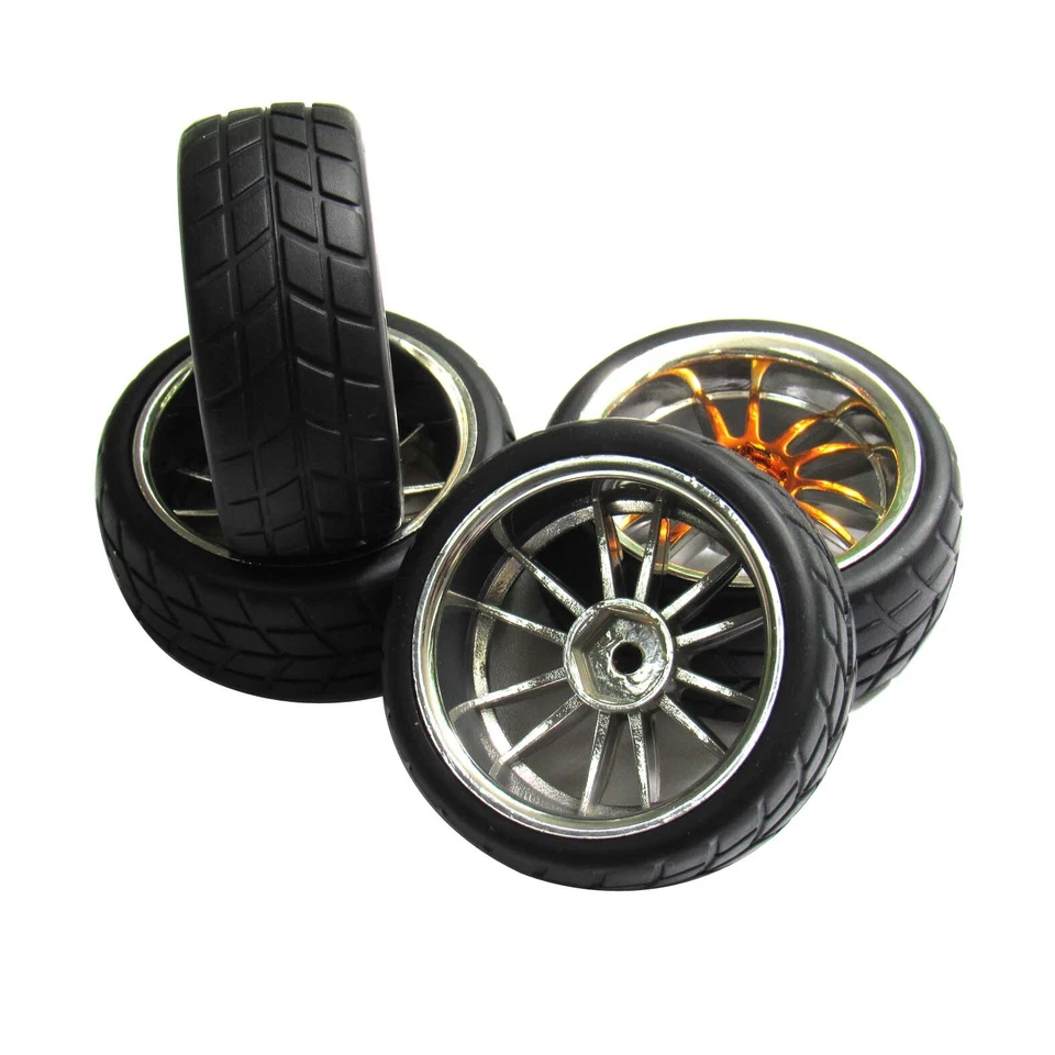 Rueda de neumático de goma blanda 4 piezas para coche de carreras de radiocontrol de carretera 1/10 HSP HPI Traxxas Foto 2 de 4