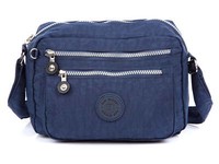 Bag Street Crinkle-Nylon Lecihte Schultertasche Damen Herren Reise Dunkelblau