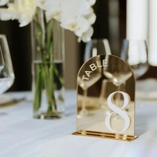 Acrylic Wedding Table Numbers with Stand Gold Mirror Table Signs Modern