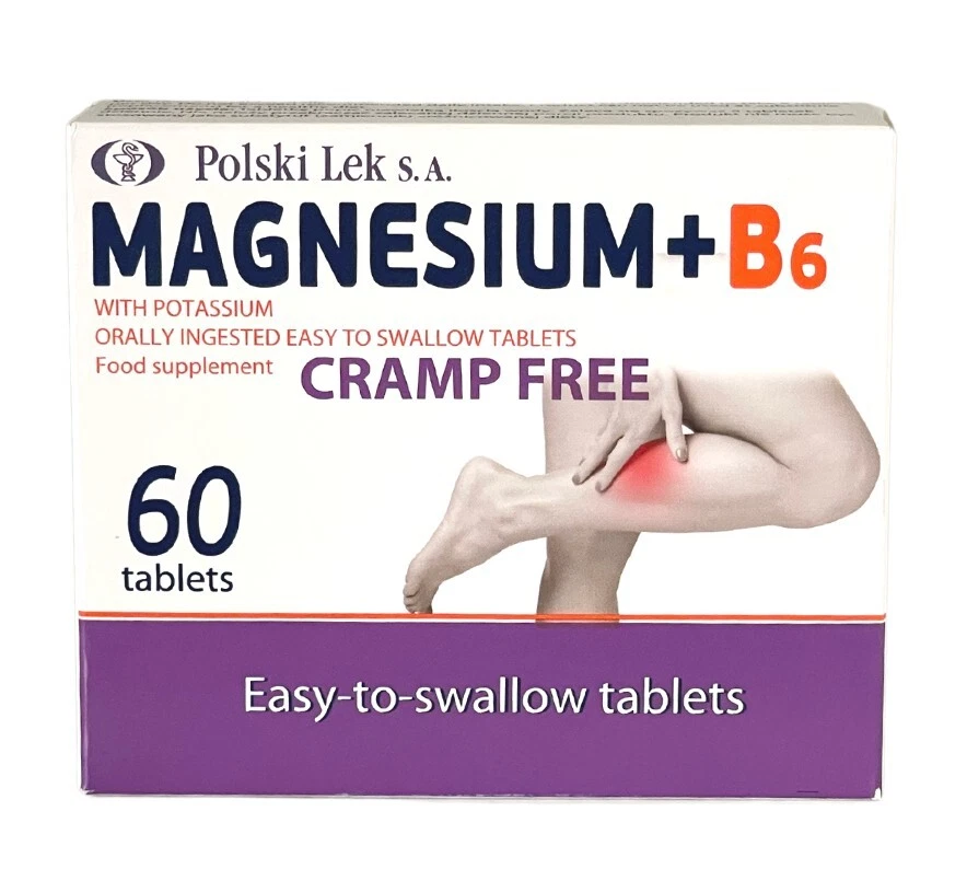 POLSKI LEK S.A. Magnesium B6 Cramp Free Potassium Supplement 60pcs Easy to Swallow Magnez B6