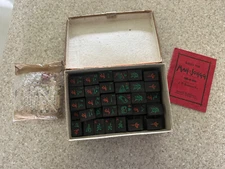 Vintage Old Antique Travel Size Bamboo ? Wooden? Complete Black Tile Mahjong Set