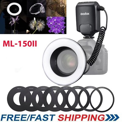 Godox ML-150II LED Macro Ring Flash 5800K±200K for DSLR Cameras Shooting