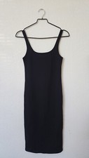 New Dress Size Small Black Midi Bodycon Slit Ribbed