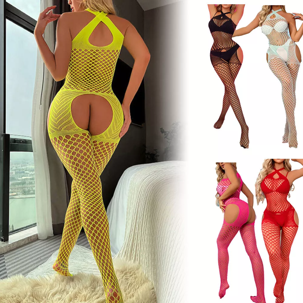 Women Sexy Lingerie Stockings Fishnet Full Body Babydoll Bodysuit Nightwear