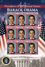 Liberia - 2008 - BARACK OBAMA - Sheet of 9 Stamps - MNH