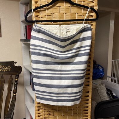 NWTs J. Crew Pencil Skirt Blue/Ivory Stripe Size 4P