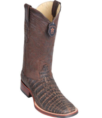 Los Altos BROWN Caiman Crocodile Square Toe TPU Rubber Sole Western Boot D WIDTH