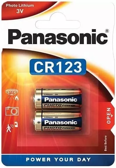 Panasonic 123 CR123A CR123A CR123AL 3V Photo Lithium Battery | 2 Pack