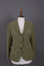 Tagliatore 0205 Olive Three Button Patched Elbows Coat Jacket Size 44 / L