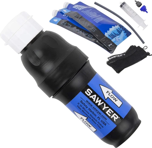 Sawyer Squeeze Water Filter System w/ 2 Pouches – Portable Hiking & Camping Kit