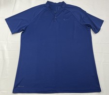 NIKE Golf Dri Fit Performance Polo Shirt Blade Collar Mens XL Swoosh Blue Golf