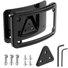 3148 Black 3 Hole Curved Laydown License Plate Mount Bracket w/Frame,