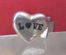 Vintage LOVE Heavy Heart Shaped Nickle Silver Buckle Tooth Jaw to attach 1" belt