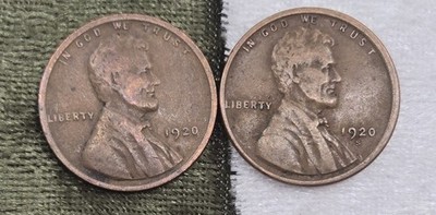 1920-P  Lincoln Wheat Cent, 1920-S 