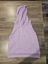 Women's Pre-owned Sleeveless Hoodie, Drawstring, Lavender, Large