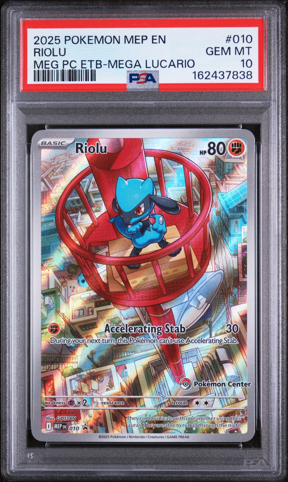 2025 POKEMON MEGA EVOLUTION POKEMON CENTER ETB PROMO #010 RIOLU PSA 10