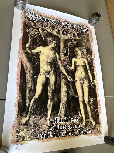 MINT & SIGNED EMEK Queens Of The Stone Age Ft Lauderdale ADAM & EVE Poster