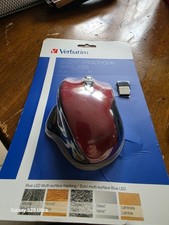 Verbatim Silent Ergonomic Wireless Blue LED Mouse - Red  1270 - NIB - See Pics