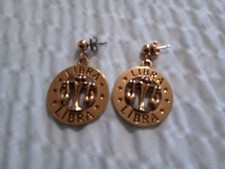 GOLD PLATED ROUND LIBRA EARRINGS # S