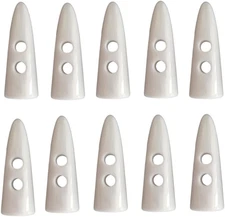 White Resin Toggle Buttons, 2 Inch Long Two Holes Horn Tooth Shape Buttons for C