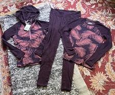 Smartwool Set 2 Women’s Merino Wool Tops- hoodie Crew base layer palm leaf M NEW