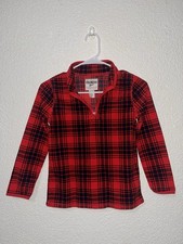 OshKosh Bgosh Boys Red Black Plaid 1/4 Zip Sw...