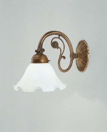 Wandlampe Floral Glas Blendarm Berliner Messing E27 Wandleuchte Schlafzimmer-image