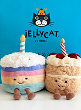 Jellycat Amuseables Birthday Cake Rainbow Birthday Cake Medium - NWT - Authentic