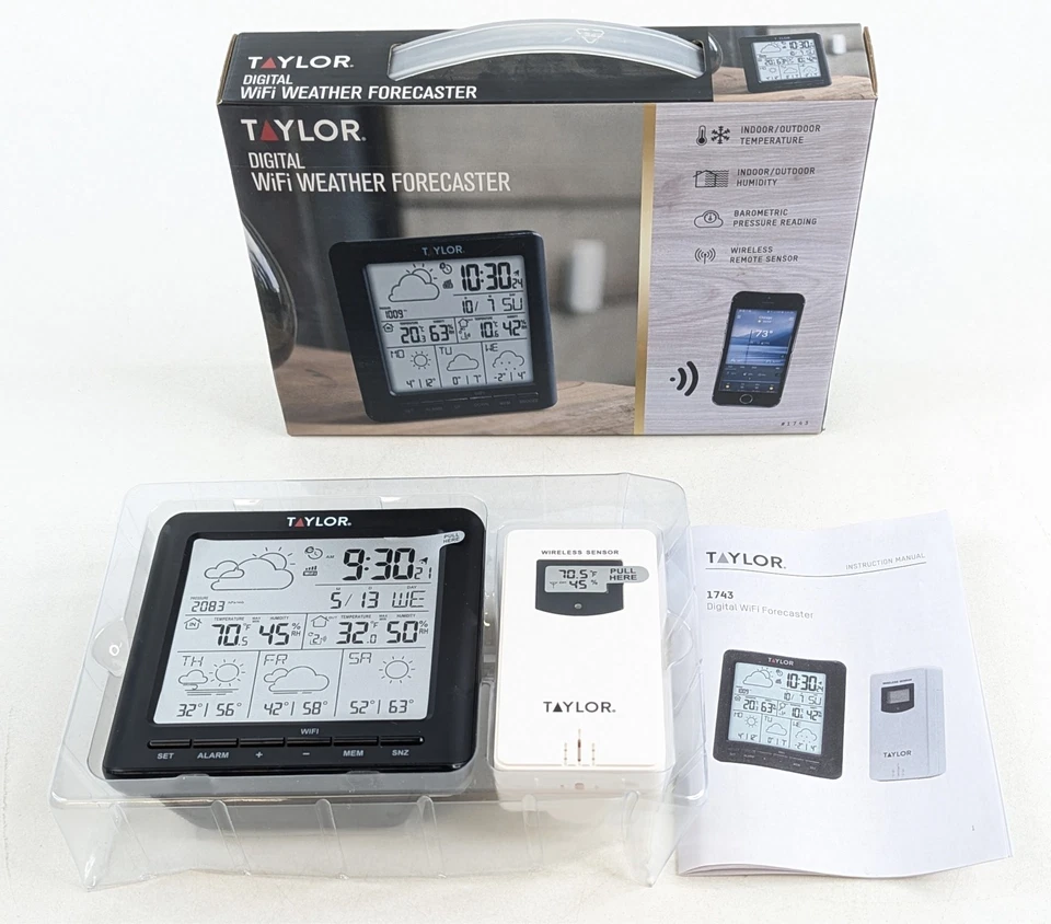 Taylor Digital WiFi Weather Station Forecaster w/ Wireless Remote Sensor - NEW - Image 3 of 4