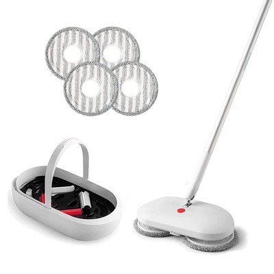 Cordless Electric Spin Mop Power Mop with 4 Floor Scrubber Pads/Automatic Cle...