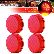 4pcs 2.5" Red Round Side Marker Clearance Light Front Rear Trailer Lamp 13Diodes